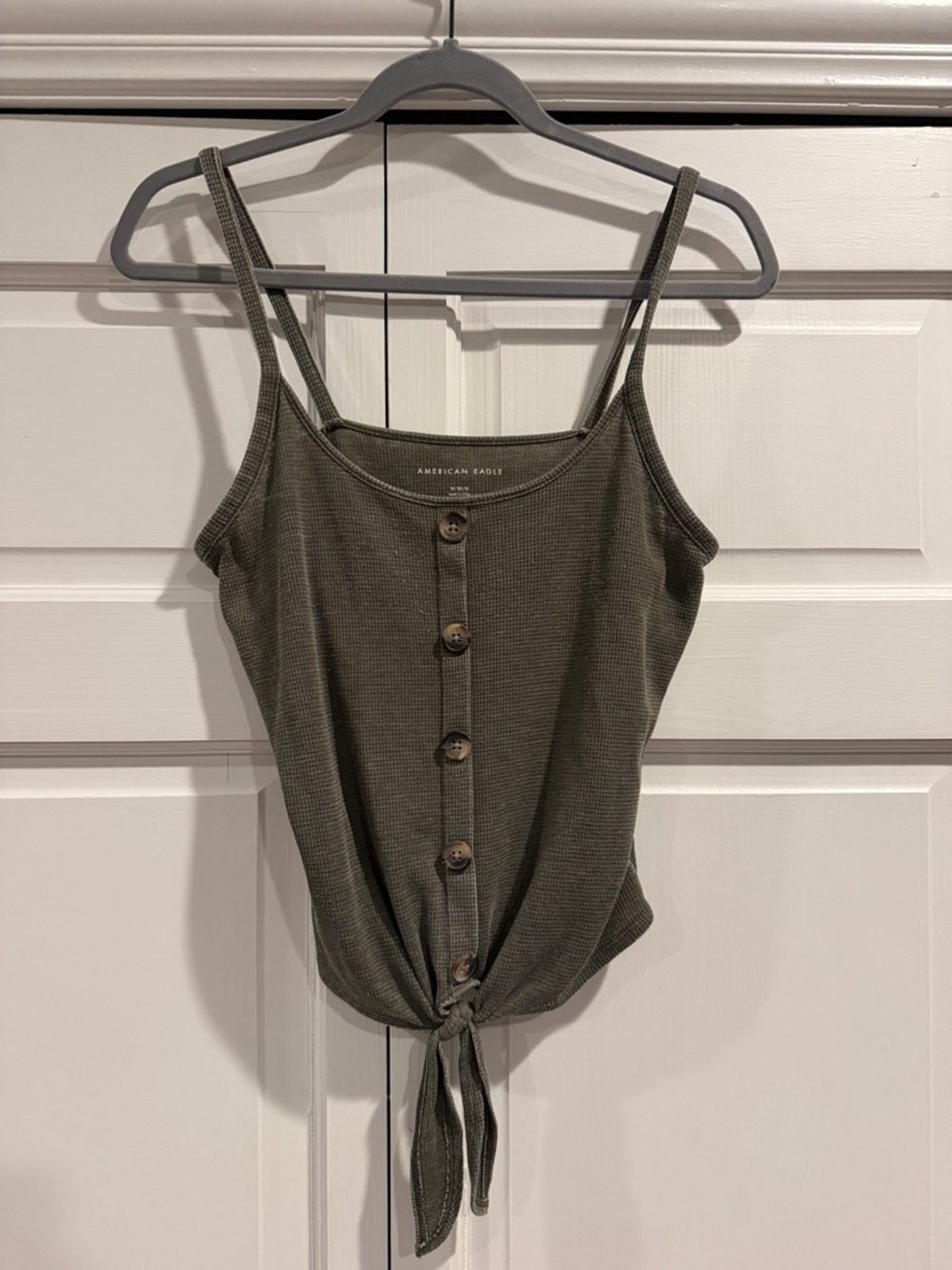 American Eagle Outfitters Olive Tie-Front Ribbed Camisole